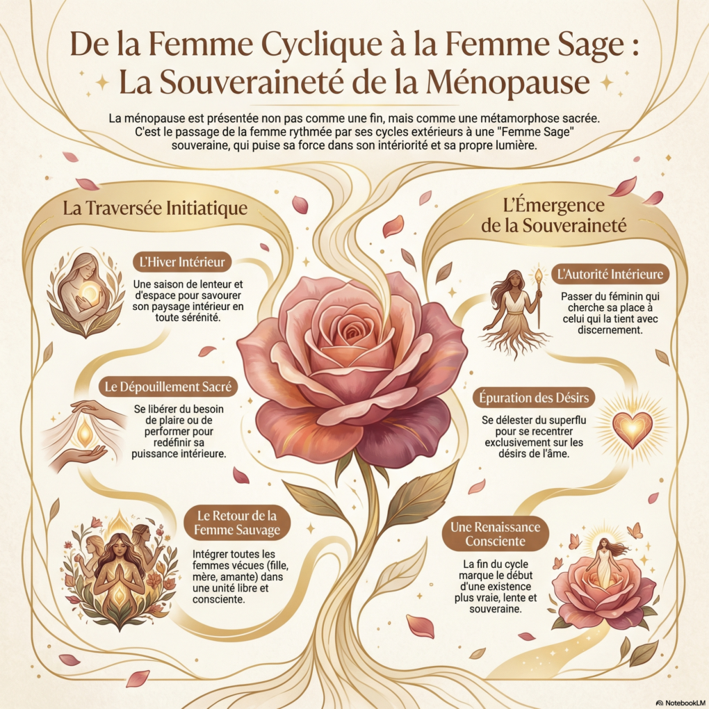 infographie de la femme cyclique à la femme sage : une traversée initiatique femme sauvage